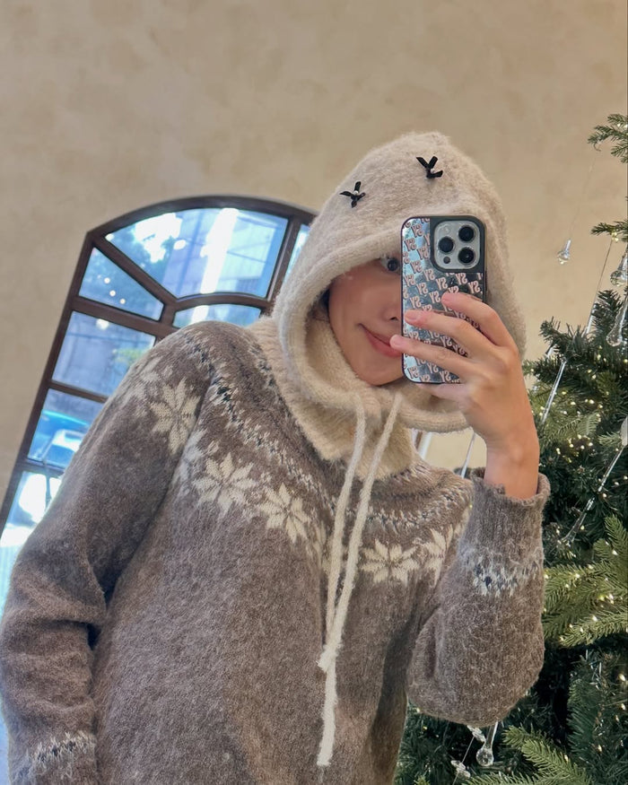 Furry Knit Baraclava (Beige)