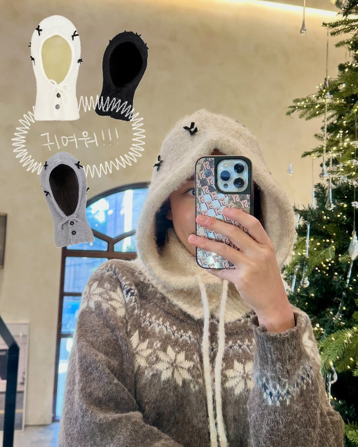 Furry Knit Baraclava (Beige)
