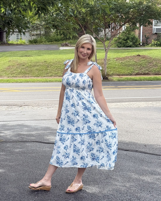 Garden Party Floral Tiered Midi Dress