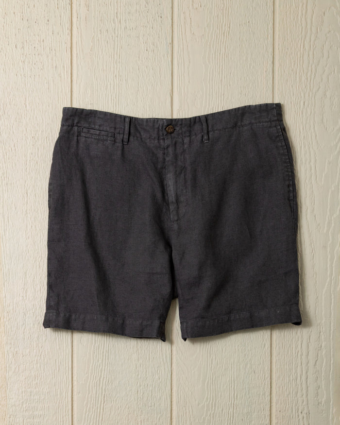 Garment Dyed Linen Camden Short in Graphite