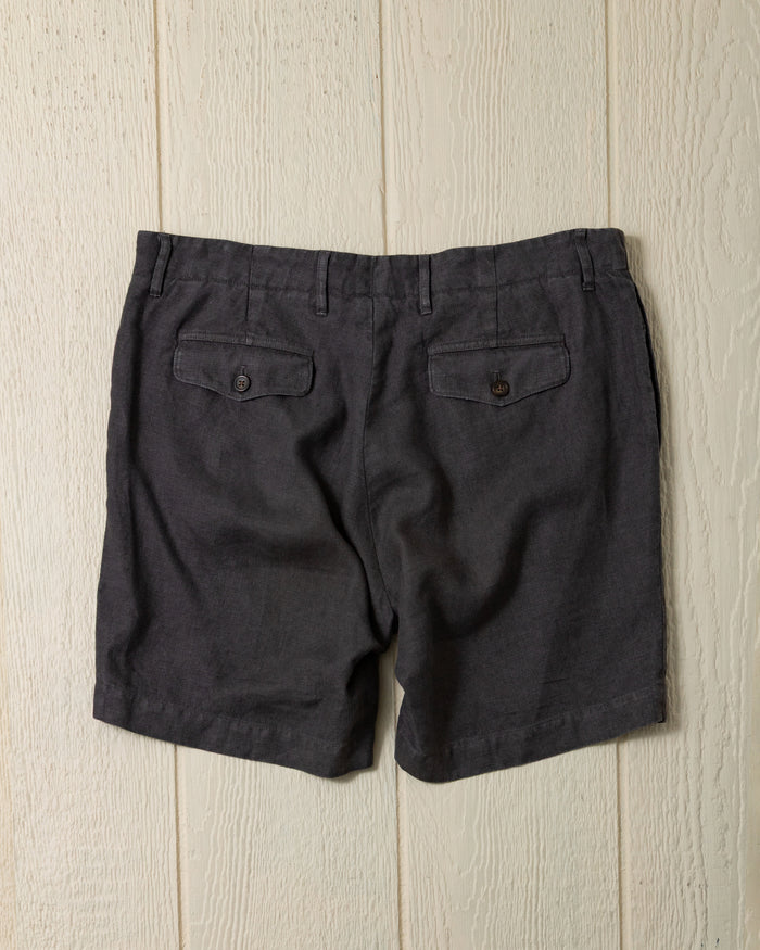 Garment Dyed Linen Camden Short in Graphite