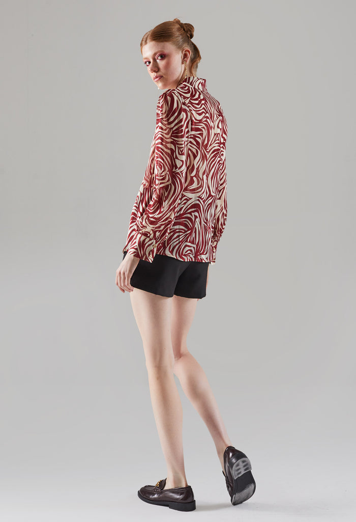 Glittery Warp Printed Blouse