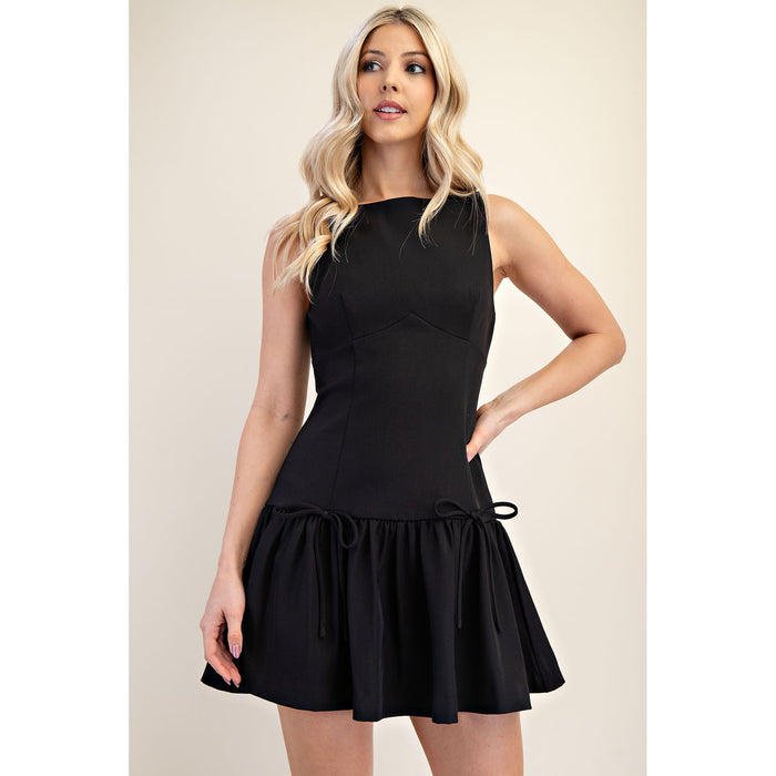 GM - Balloon Hem, Front Bow, Dress 7632 - Black
