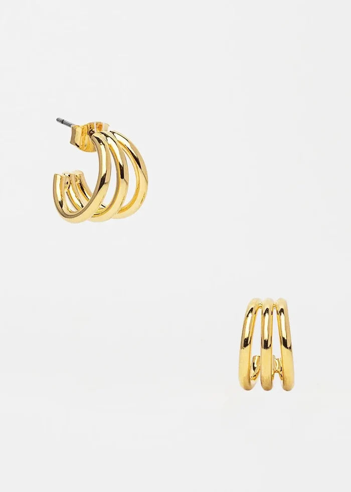Gold Triple Mini Hoops