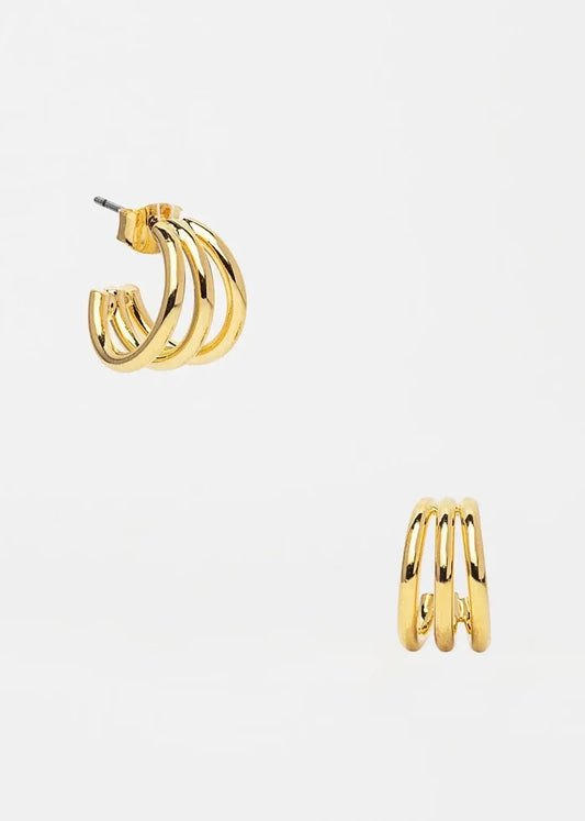 Gold Triple Mini Hoops
