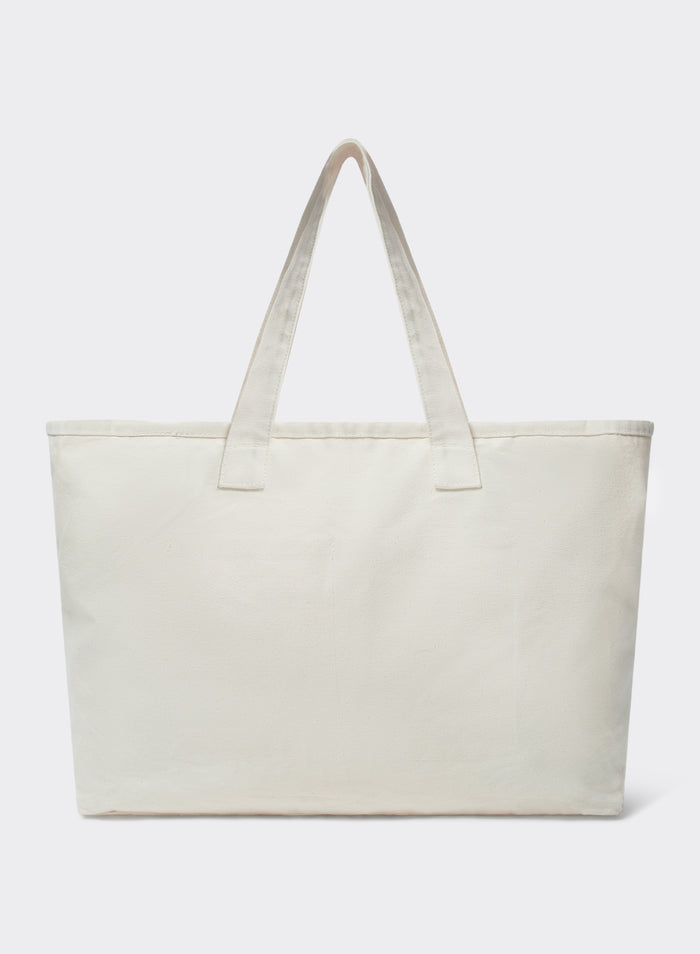Percival Gordon Large Tote Bag in cream cotton, featuring twin top handles against a clean studio background.