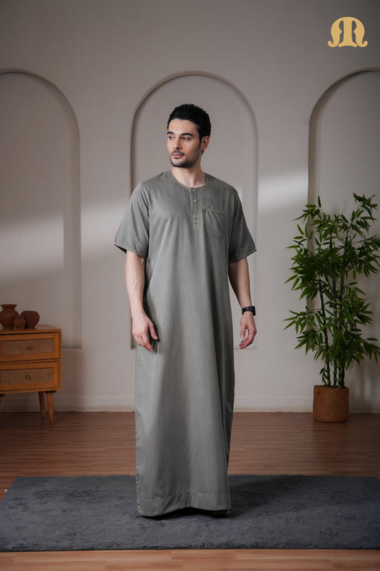Green Rizbin Half Sleeve Thobe Mens