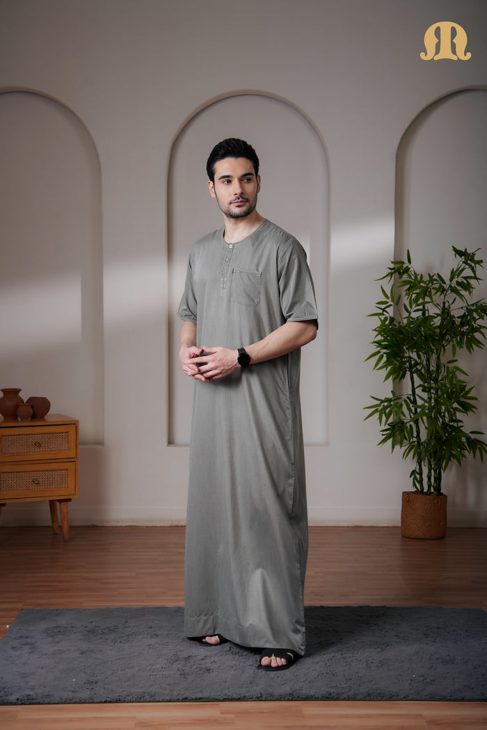 Green Rizbin Half Sleeve Thobe Mens