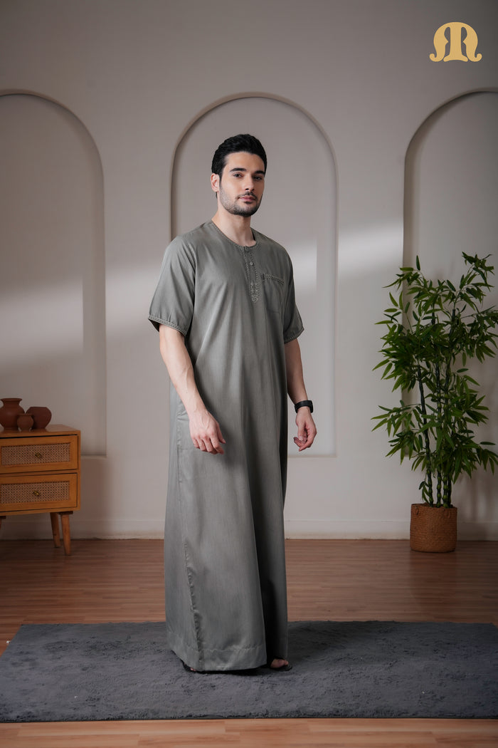 Green Rizbin Half Sleeve Thobe Mens