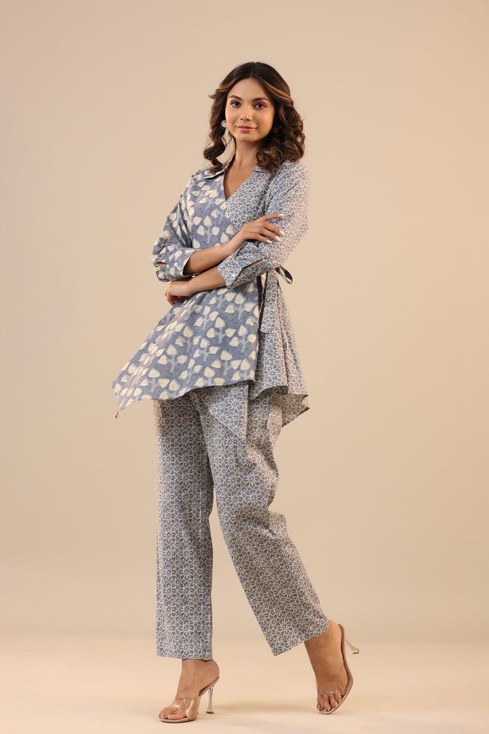 Grey Batik Knot Pure Cotton Co-ord Set