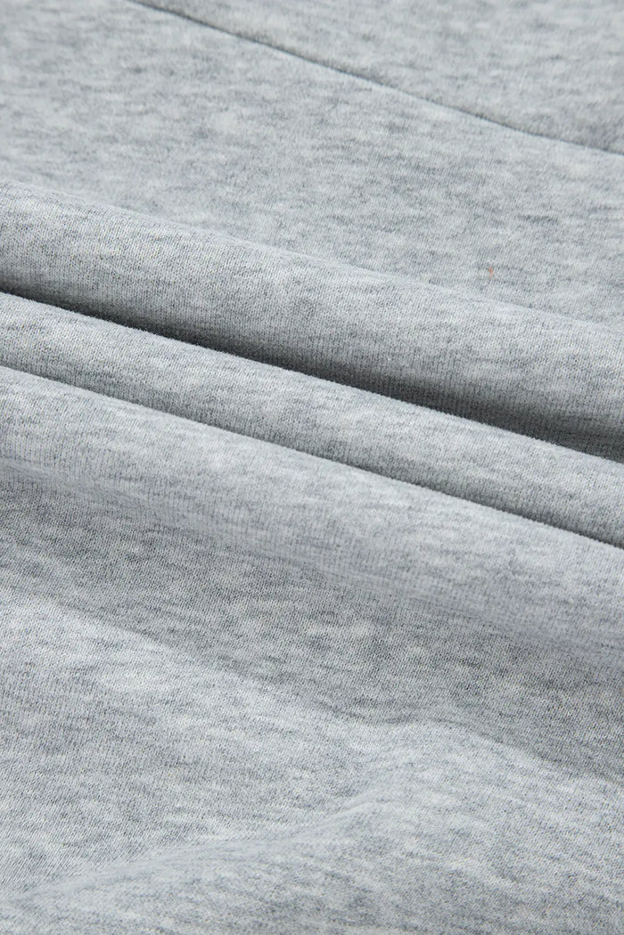 Grey Half Zipper Collared Drop Shoulder Side Slits Sweatshirt - Tops/Sweatshirts & Hoodies