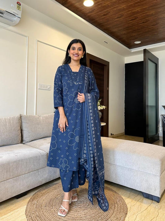 Gulshan A-line Palazzo Set- Blue