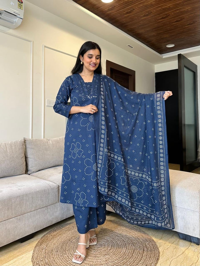 Gulshan A-line Palazzo Set- Blue