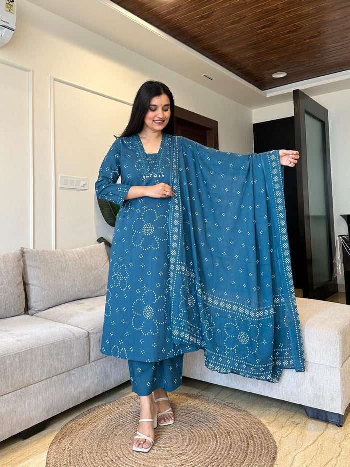 Gulshan A-line Palazzo Set- Teal
