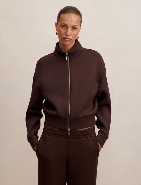 Hannah Zip Lounge Jacket Chocolate Forever New