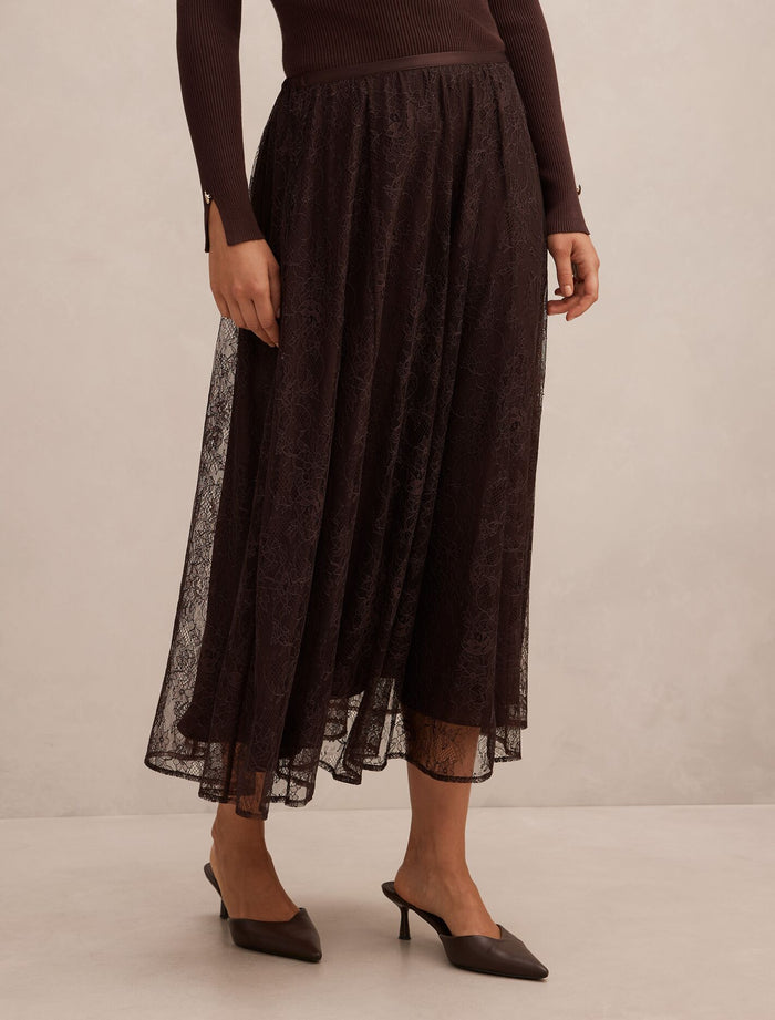 Heather Lace Midi Skirt Forever New