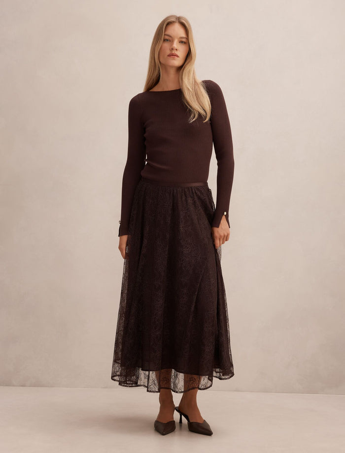 Heather Lace Midi Skirt Forever New