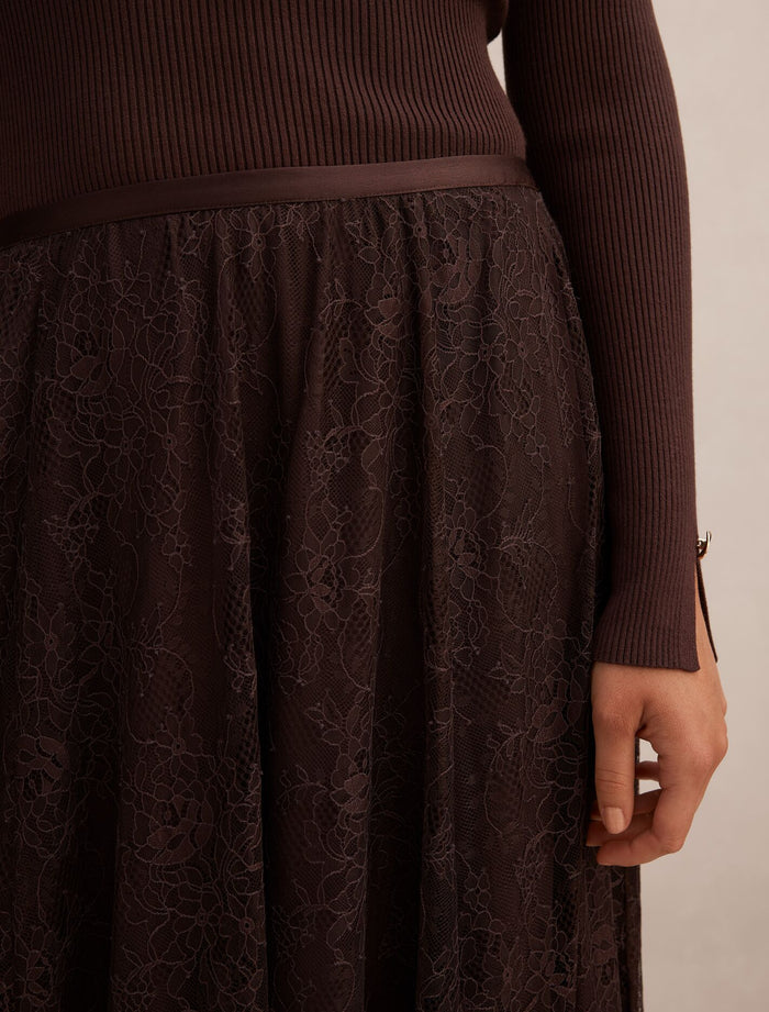 Heather Lace Midi Skirt Forever New