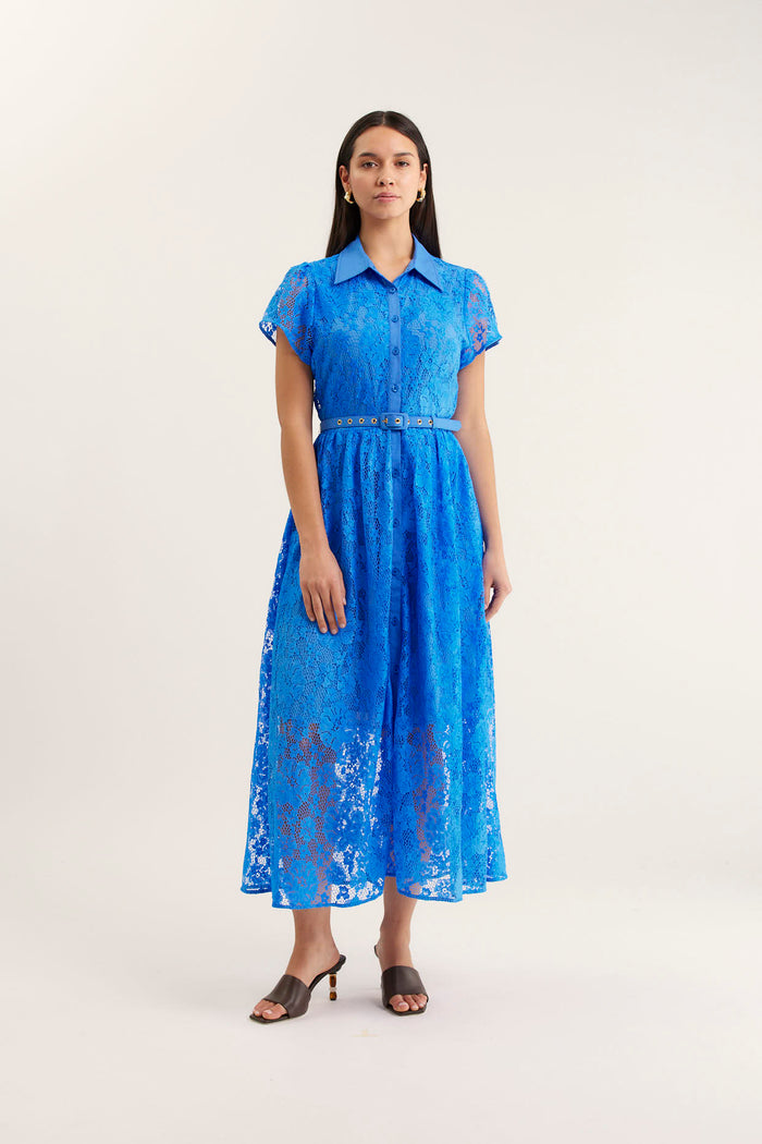 Heidi Lace Dress In Cornflower