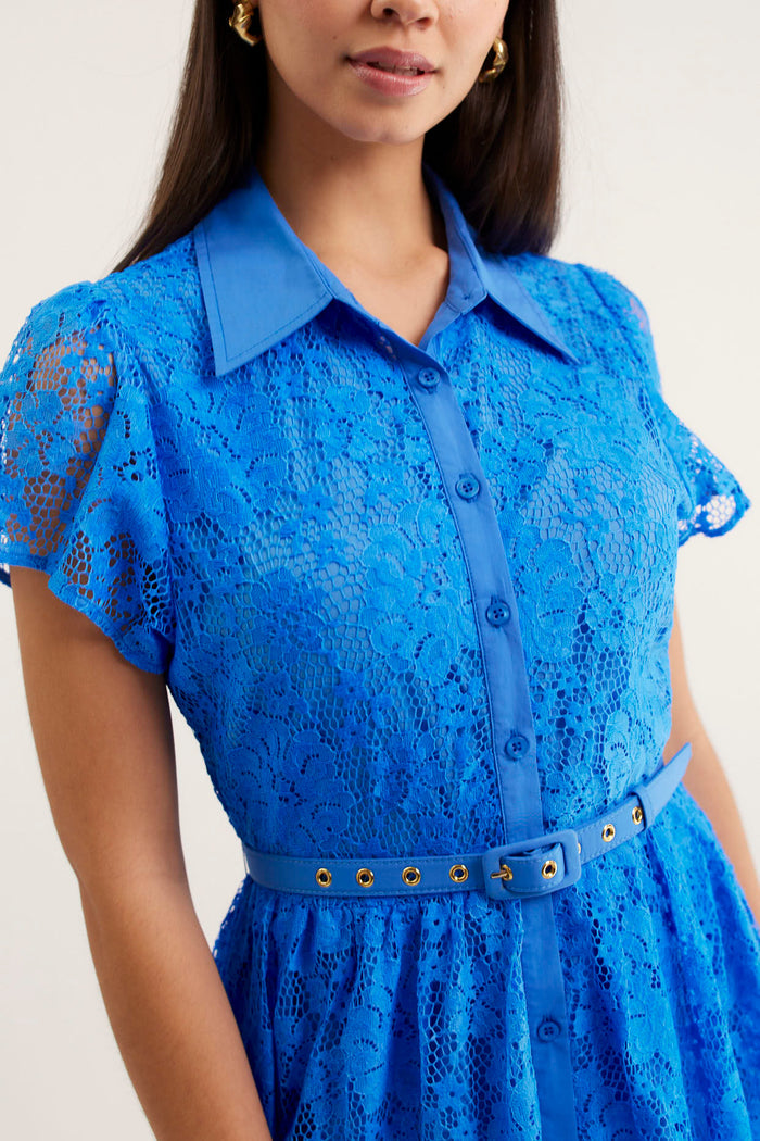 Heidi Lace Dress In Cornflower