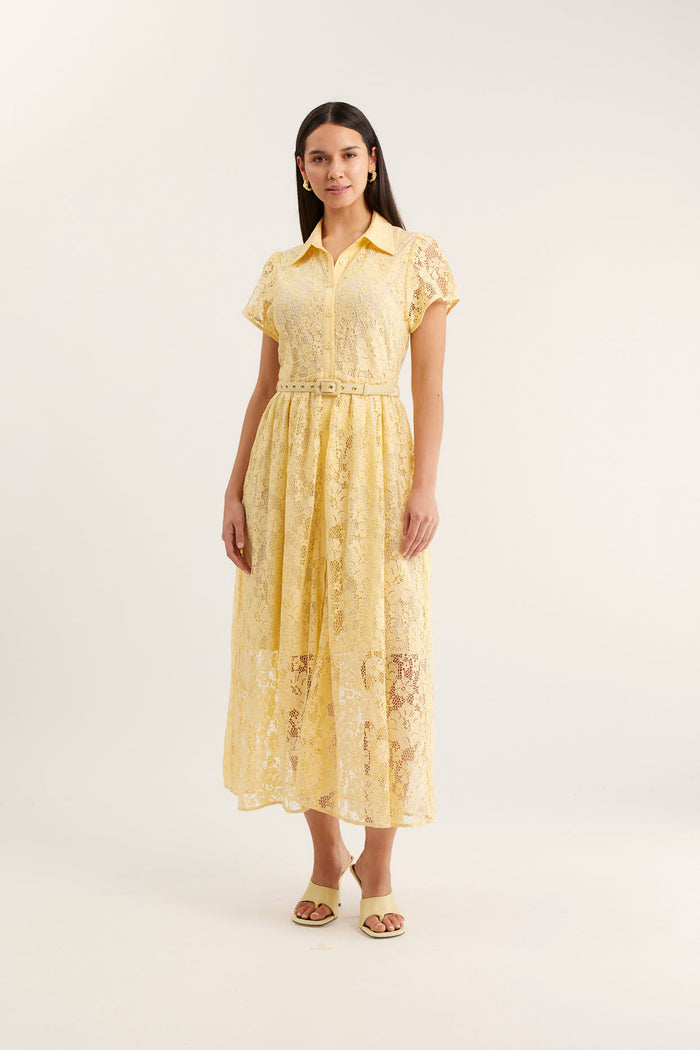 Heidi Lace Dress In Lemon