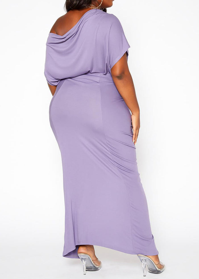 HI Curvy Plus Size Centered Drawstring Hem Maxi Dresses