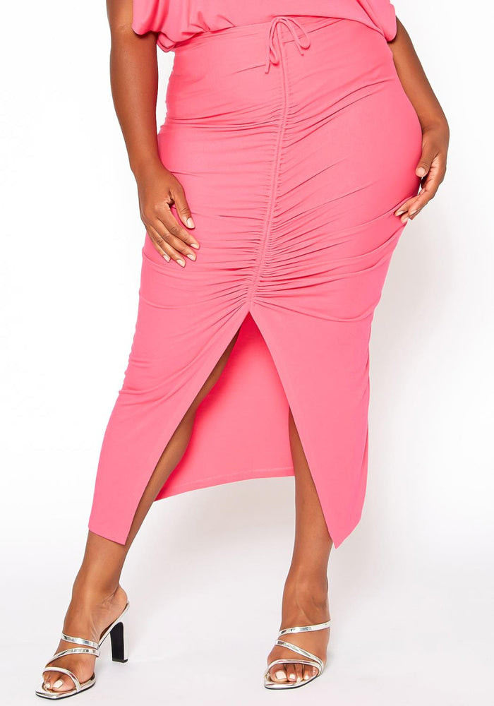 HI Curvy Plus Size Centered Drawstring Hem Maxi Dresses