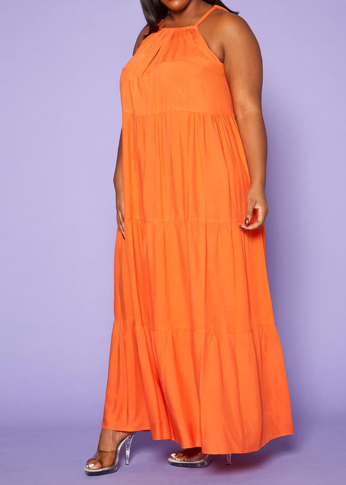 HI CURVY Plus Size Halter Neck Flare Maxi DressHi Curvy Plus Size Women Halter Neck Flare Maxi Dress Made in USA