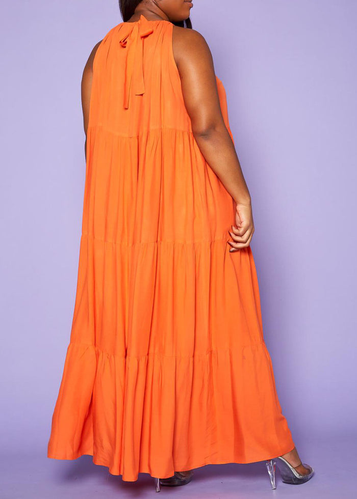 HI CURVY Plus Size Halter Neck Flare Maxi DressHi Curvy Plus Size Women Halter Neck Flare Maxi Dress Made in USA