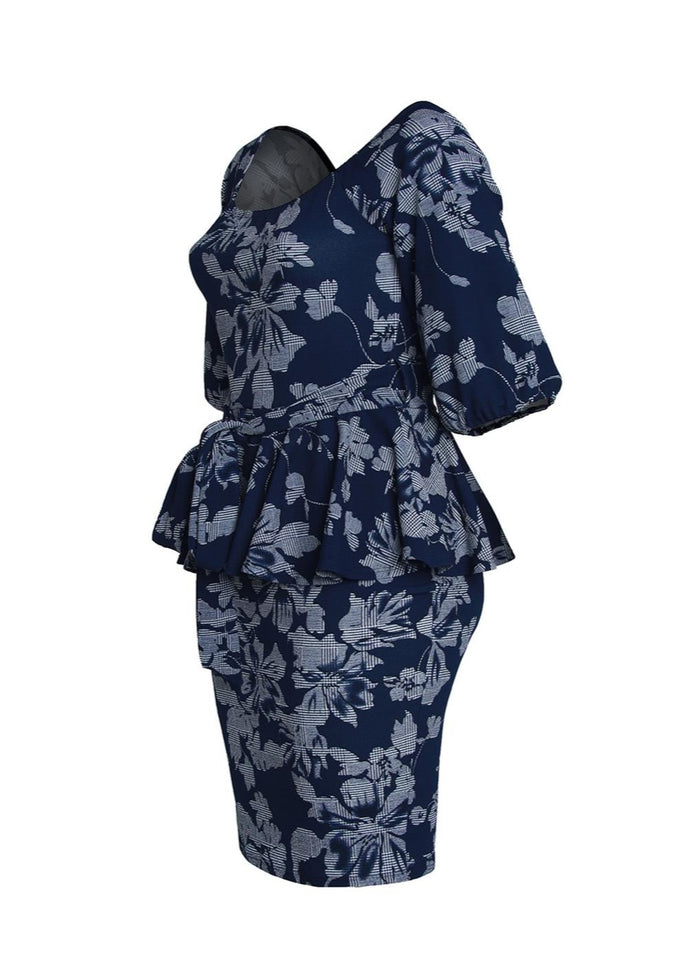 Plus Size Off Shoulder Floral Print Peplum DressHi Curvy Plus Size Women bardot Floral Print Peplum Dress Made in USA