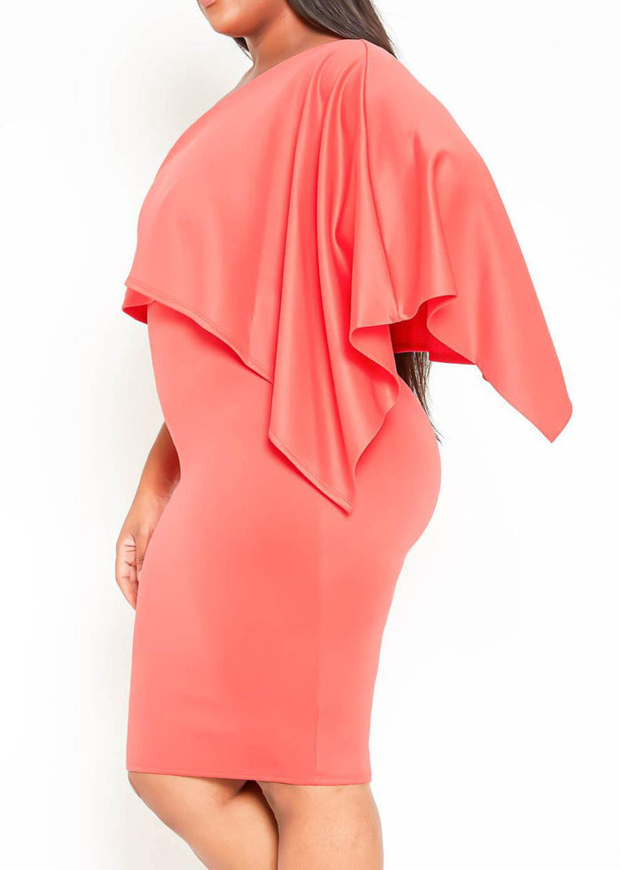 Hi Curvy Plus Size Women One Shoulder Overlay Party Dress Made In USA