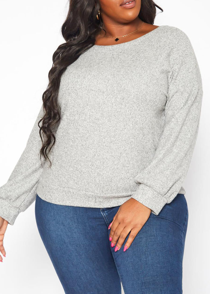 Hi Curvy Plus Size Women Open Back Knit Sweater