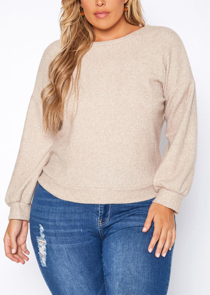 Hi Curvy Plus Size Women Open Back Knit Sweater