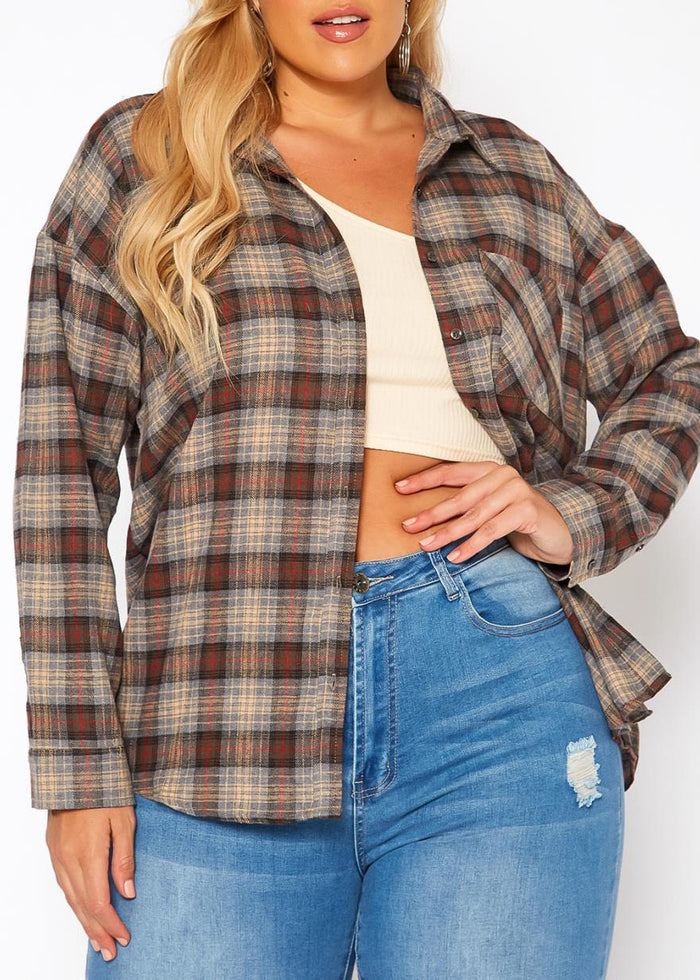 Hi Curvy Plus Size Women Plaid Flannel JacketHi Curvy Plus Size Women Plaid Flannel Sweatshirts