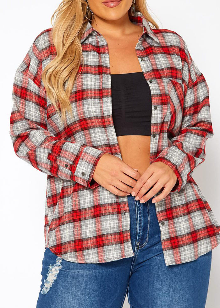 Hi Curvy Plus Size Women Plaid Flannel JacketHi Curvy Plus Size Women Plaid Flannel Sweatshirts