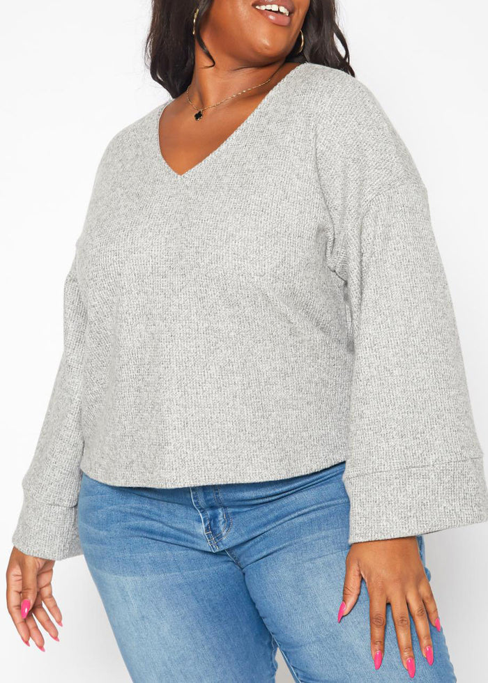 HI Curvy Plus Size Women Relaxed Fit Open Back Sweater Made in USA