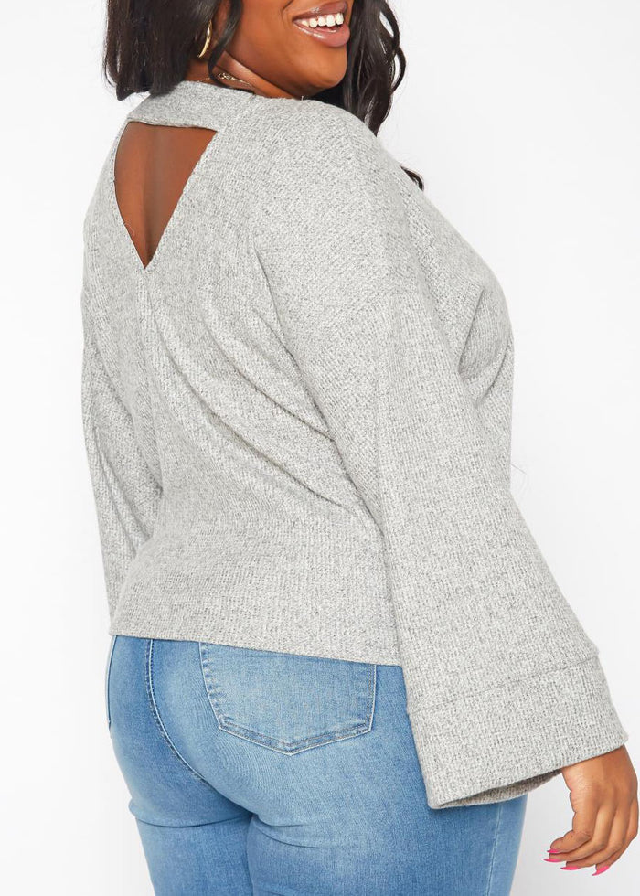 HI Curvy Plus Size Women Relaxed Fit Open Back Sweater Made in USA