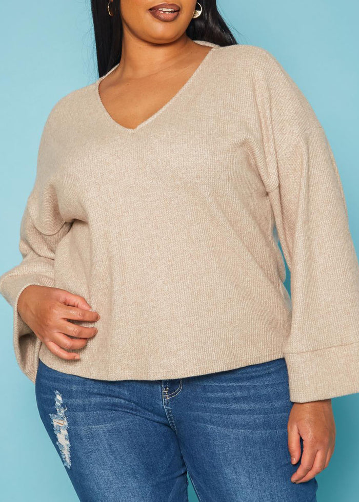 HI Curvy Plus Size Women Relaxed Fit Open Back Sweater Made in USA
