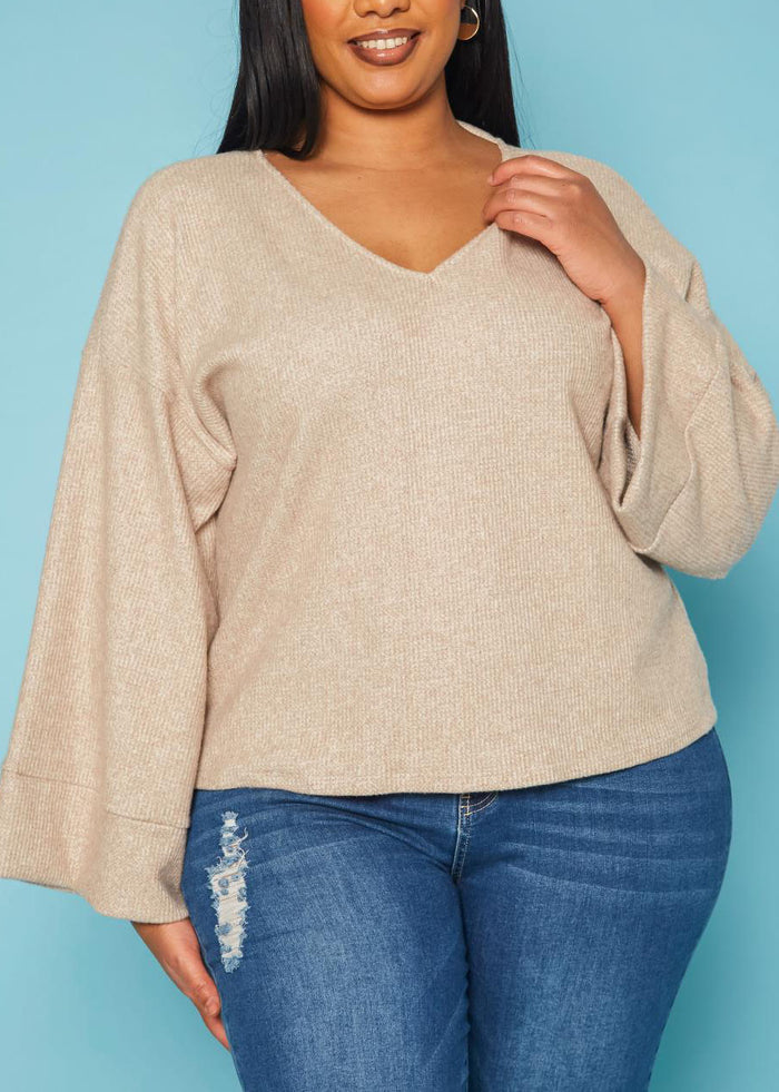 HI Curvy Plus Size Women Relaxed Fit Open Back Sweater Made in USA