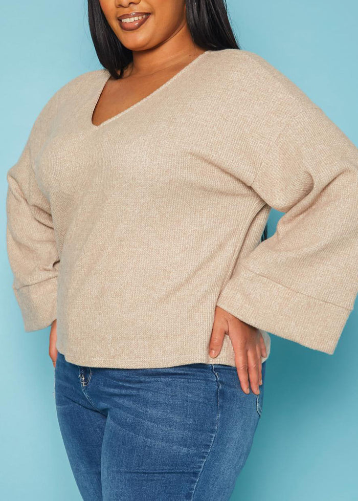 HI Curvy Plus Size Women Relaxed Fit Open Back Sweater Made in USA
