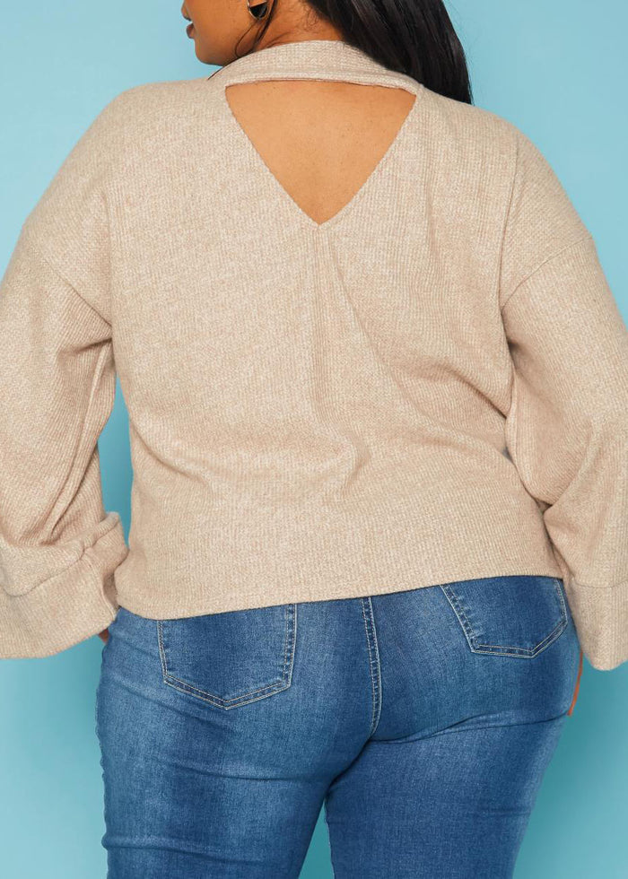 HI Curvy Plus Size Women Relaxed Fit Open Back Sweater Made in USA