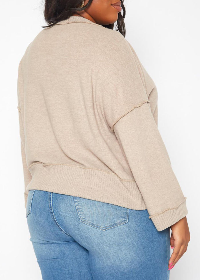 Hi Curvy Plus Size Women Relaxed Fit V-Neck Sweater