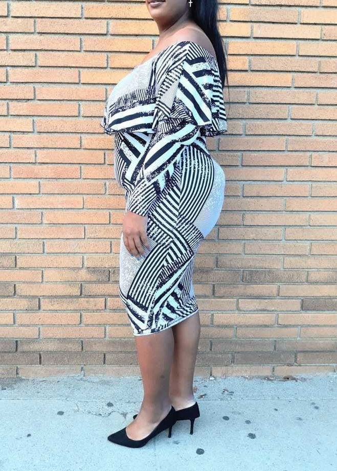 Plus Size Ruffle Off Shoulder Bodycon Dress Media
