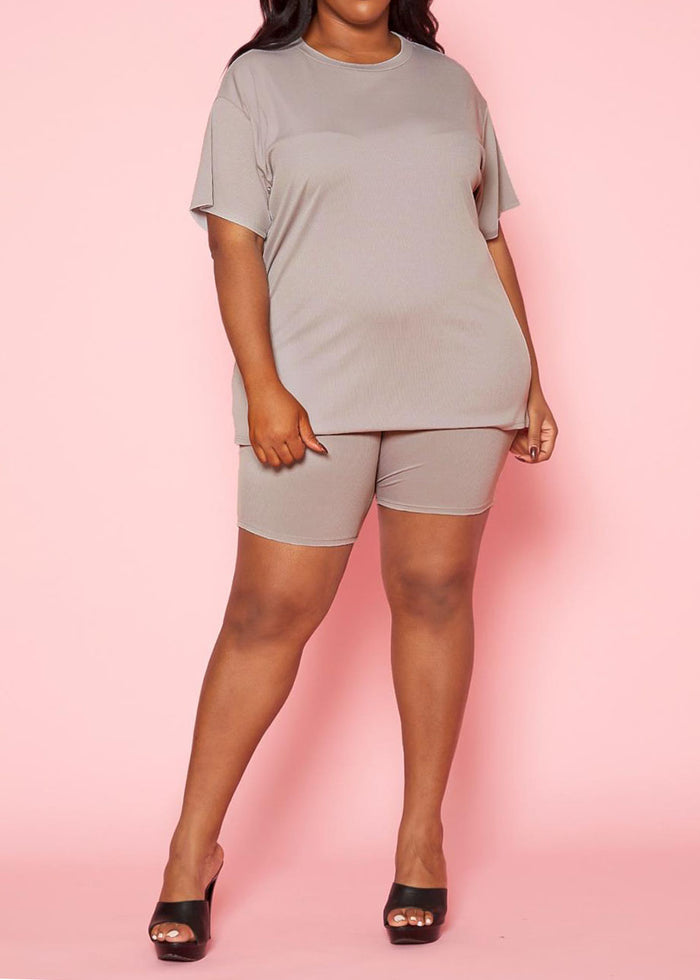 Hi Curvy Plus Size Women T-Shirt & Biker Shorts Sets