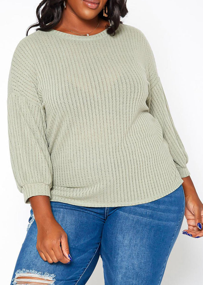 Hi Curvy Plus Size Women Waffle Knit Open Back Sweater