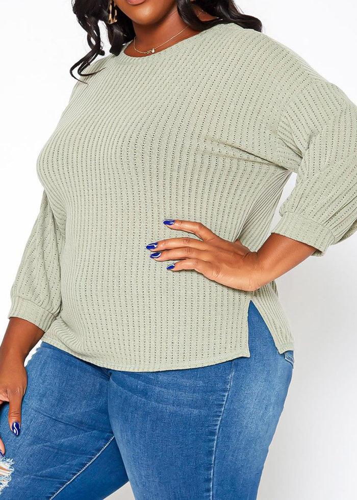 Hi Curvy Plus Size Women Waffle Knit Open Back Sweater