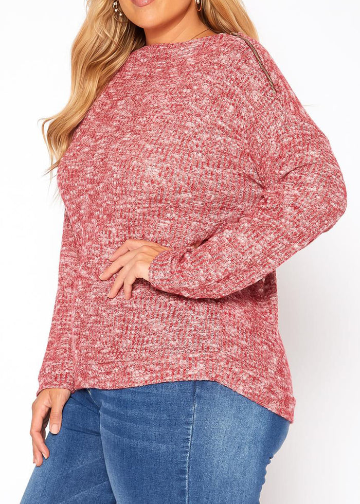 HI Curvy Plus Size Women Waffle Knit Sweater Made in USA