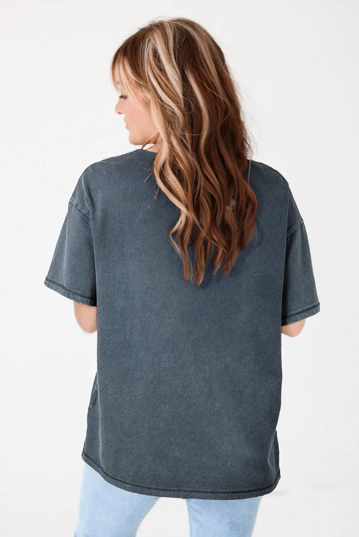 High-Rise Western Cowboy Boots Graphic Tee - Tops/Tops & Tees