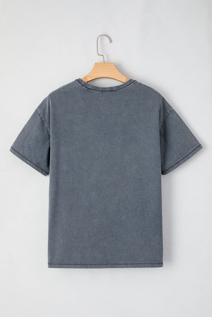 High-Rise Western Cowboy Boots Graphic Tee - Tops/Tops & Tees