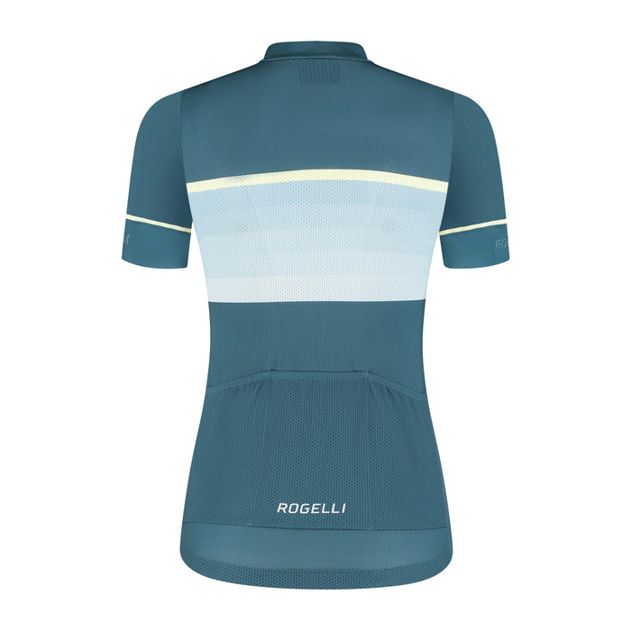 Rogelli Impress II fietsshirt dames blauw korte mouw achterkant.